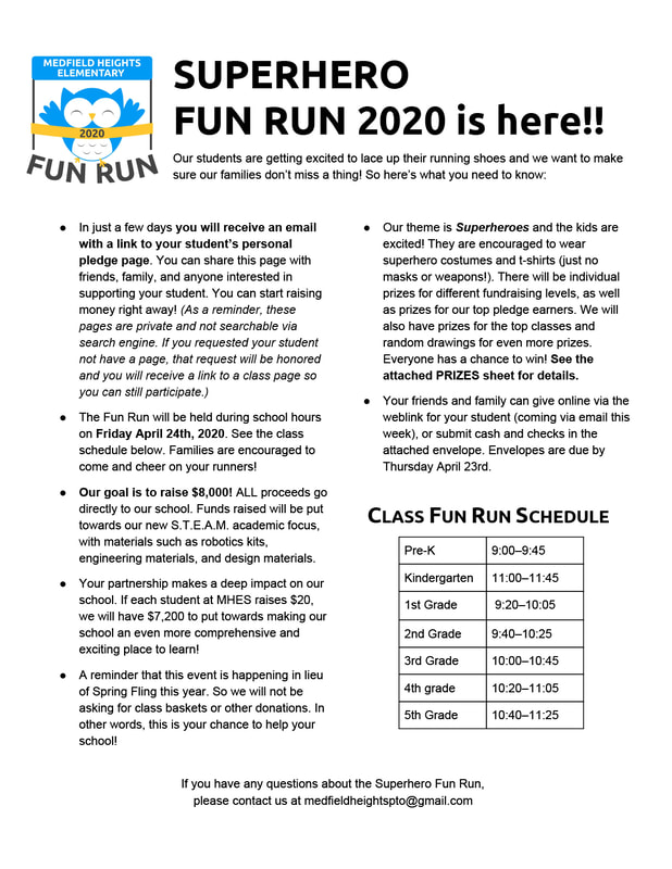 Fun Run 2020 -- PRIZES!! - MEDFIELD HEIGHTS ELEMENTARY PTO